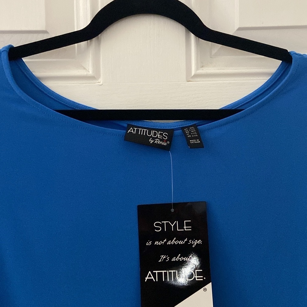 Attitudes by Renee Como Jersey Fringe Trim Poncho Blue Grotto M/L - Picture 12 of 15